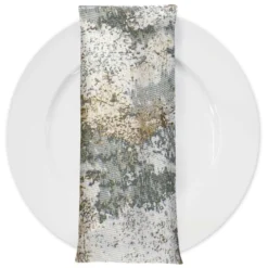 Cascade Jacquard Table Napkin in Grey and Gold