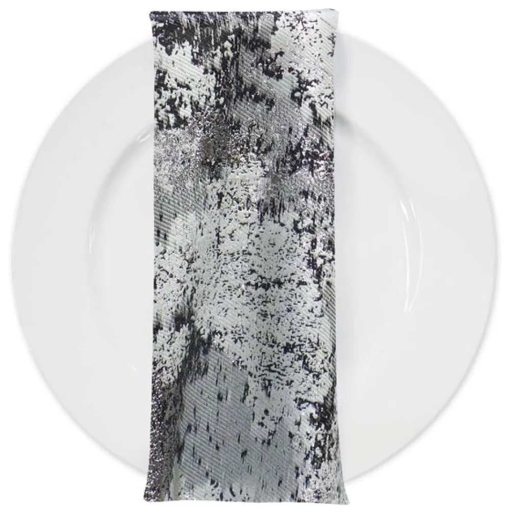 Cascade Jacquard Table Napkin in Black and Silver