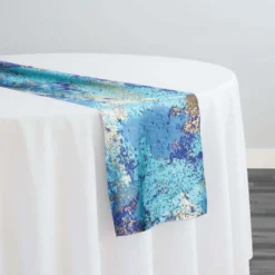 Cascade Jacquard Table Runner in Turquoise