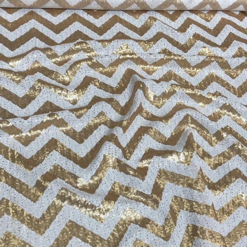 Chevron Glitz Sequins Table Linen in Gold