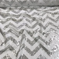 Chevron Glitz Sequins Table Runner in Silver