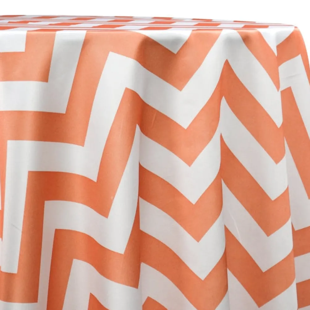Chevron Print (Lamour) Table Linen in Orange and White