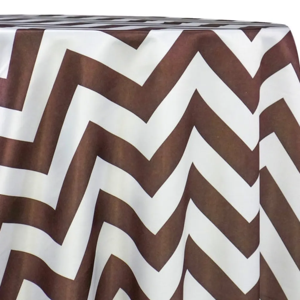 Chevron Print (Lamour) Table Linen in Brown and White