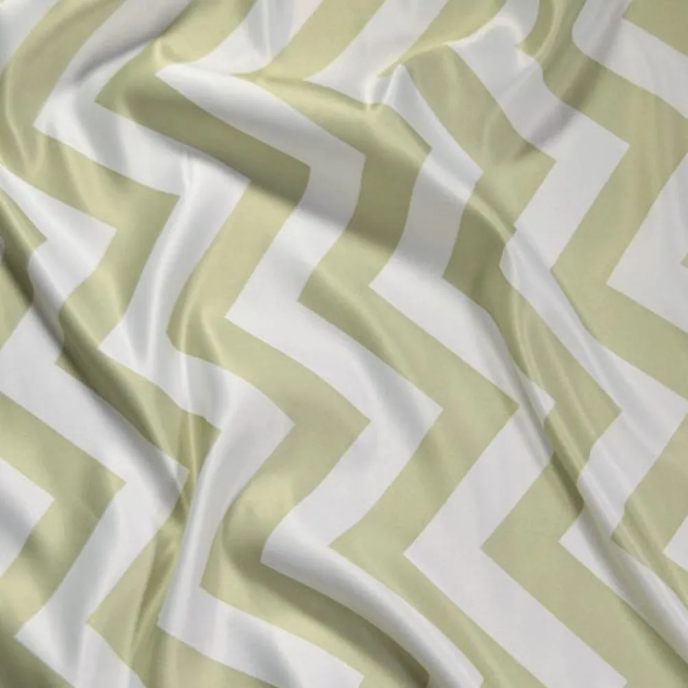 Chevron Print (Lamour) Table Linen in Sage and White
