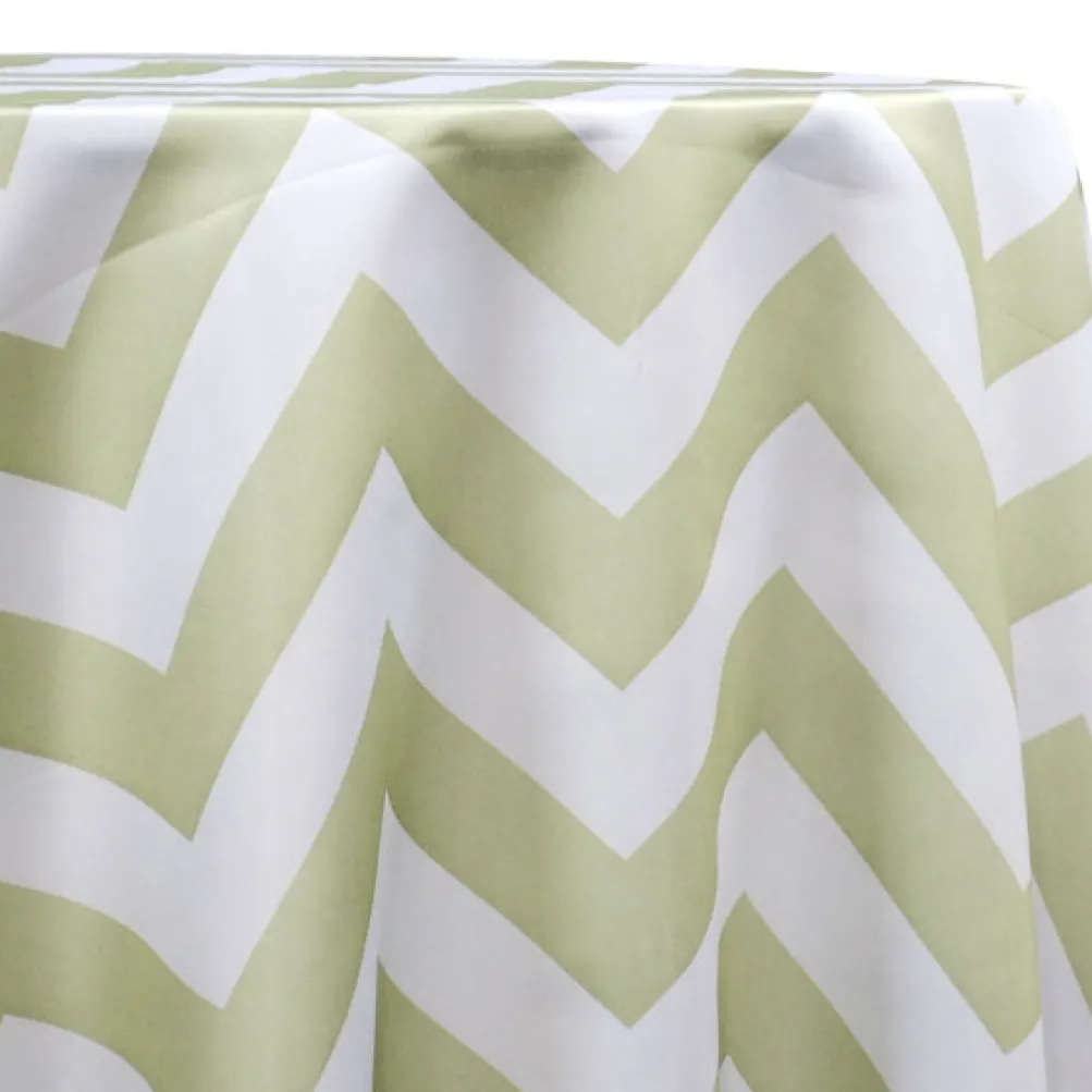 Chevron Print (Lamour) Table Linen in Sage and White