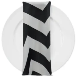 Chevron Print (Lamour) Table Napkin in Black and White