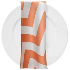 Chevron Print (Lamour) Table Napkin in Orange and White