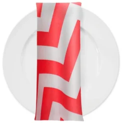 Chevron Print (Lamour) Table Napkin in Red and White
