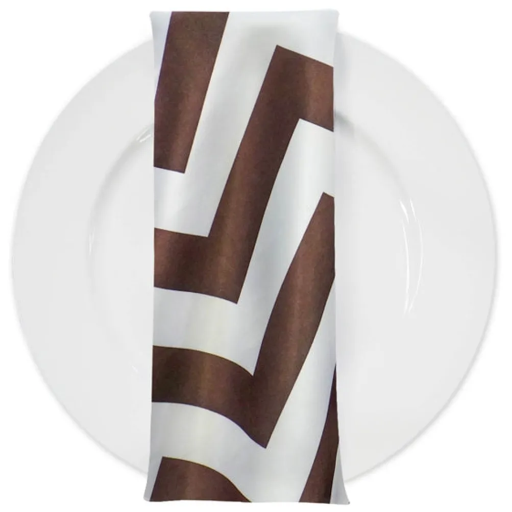 Chevron Print (Lamour) Table Napkin in Brown and White