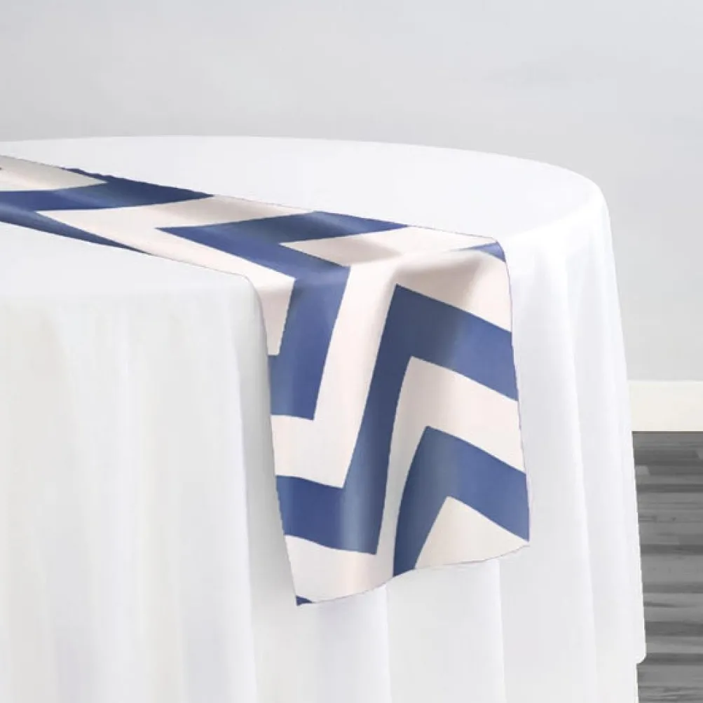 Chevron Print (Lamour) Table Runner in Navy and White