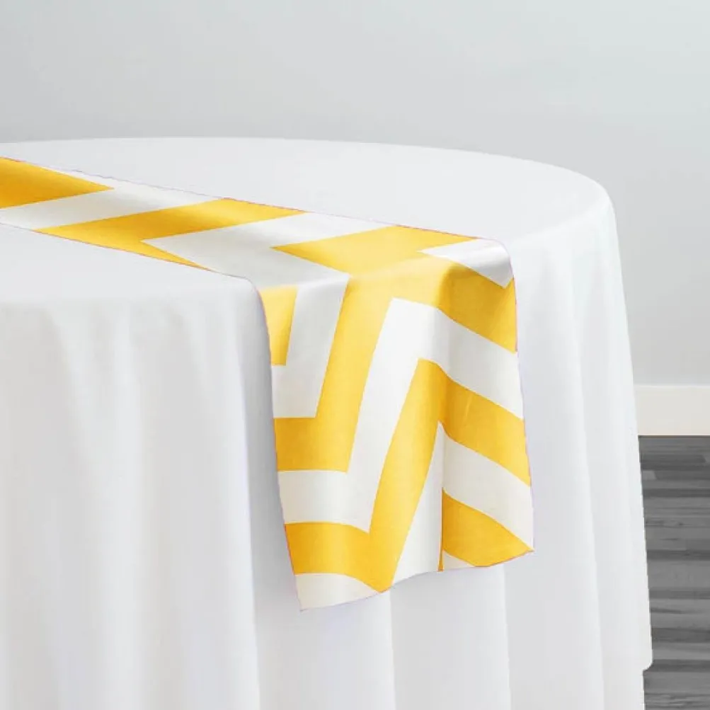 Chevron Print (Lamour) Table Runner in Yellow and White