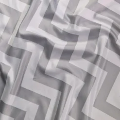 Chevron Print (Lamour) Table Runner in Silver and White