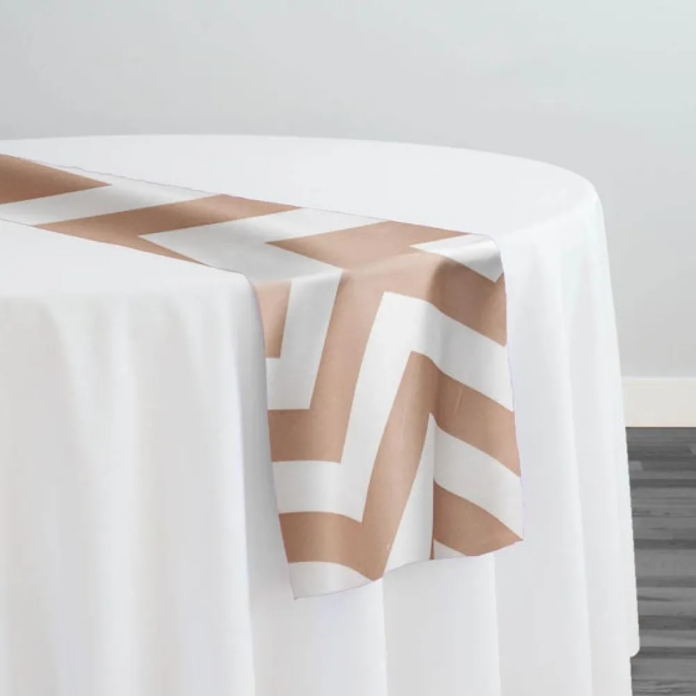 Chevron Print (Lamour) Table Runner in Khaki and White