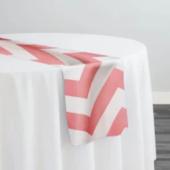 Chevron Print (Lamour) Table Runner in Coral and White