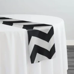 Chevron Print (Lamour) Table Runner in Black and White
