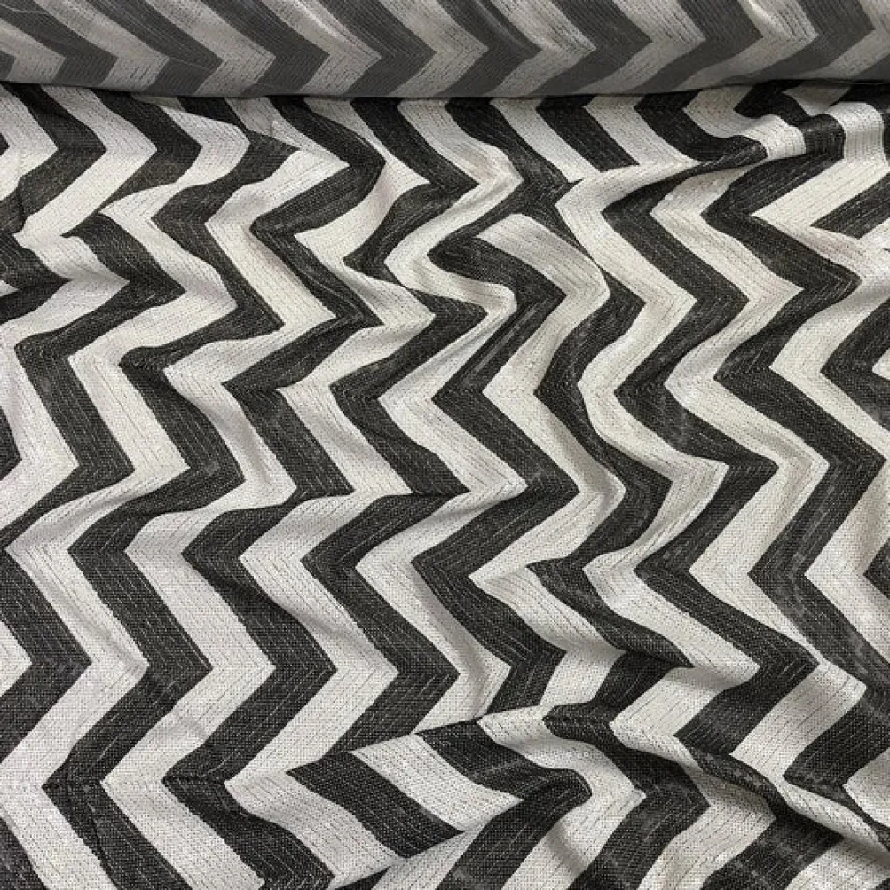 Chevron Sequins Table Linen in Black and White