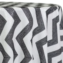 Chevron Sequins Table Linen in Black and White