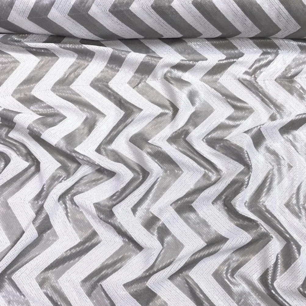 Chevron Sequins Table Linen in Silver