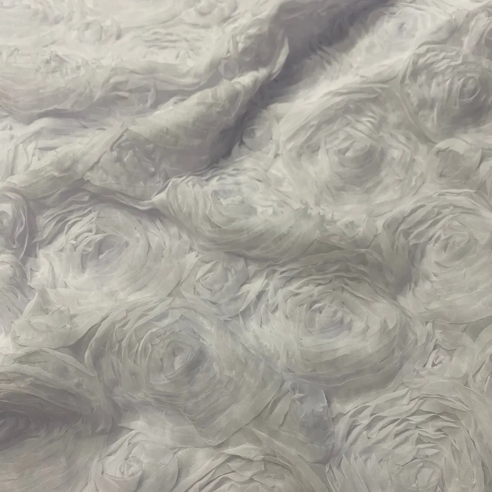 Chiffon Rose (3D) Table Linen in Ivory