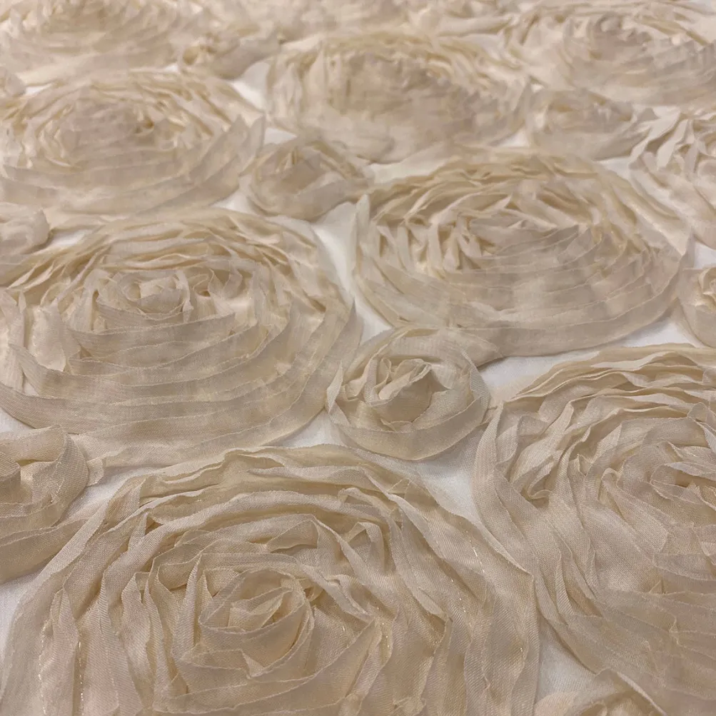 Chiffon Rose (3D) Table Linen in Khaki