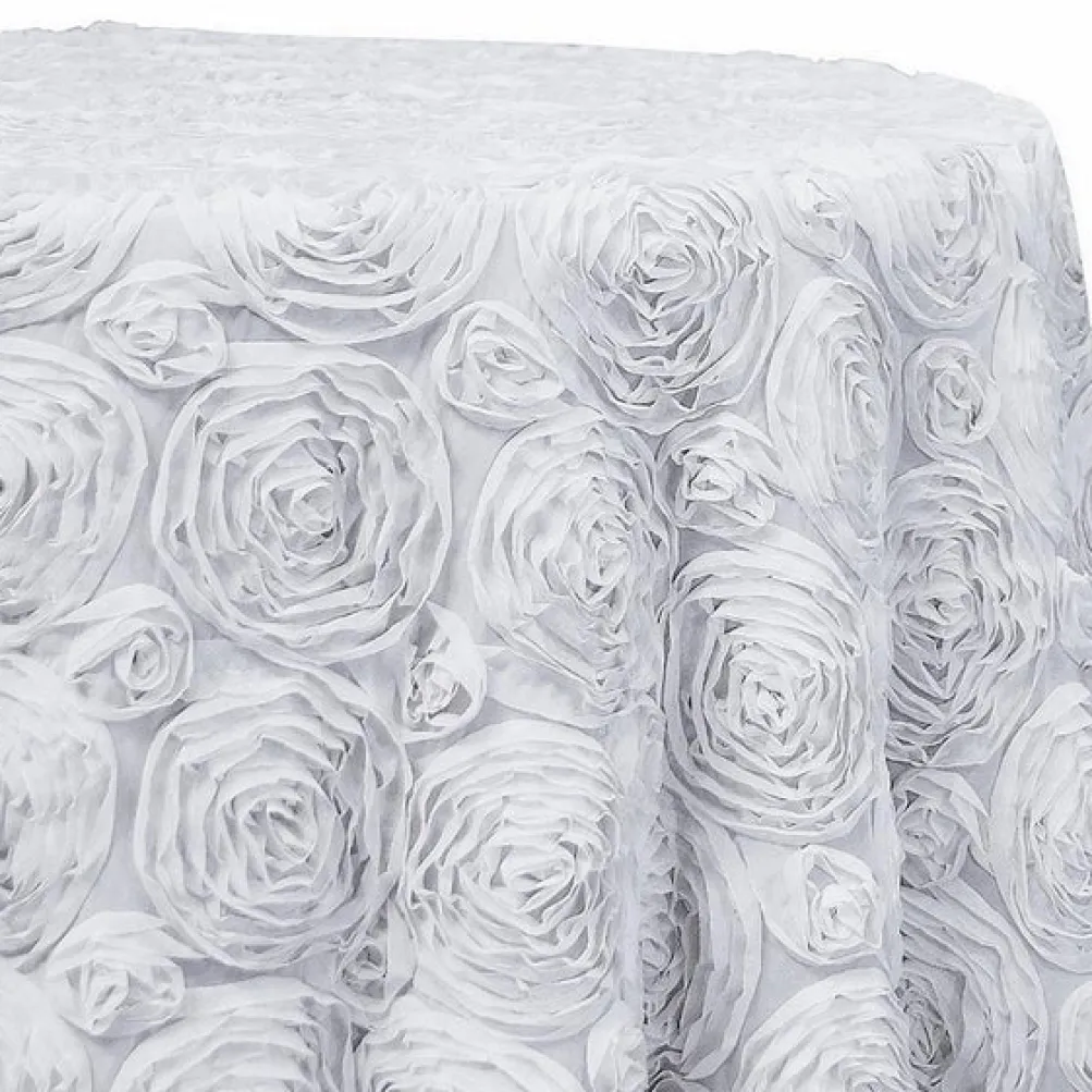 Chiffon Rose (3D) Table Linen in White