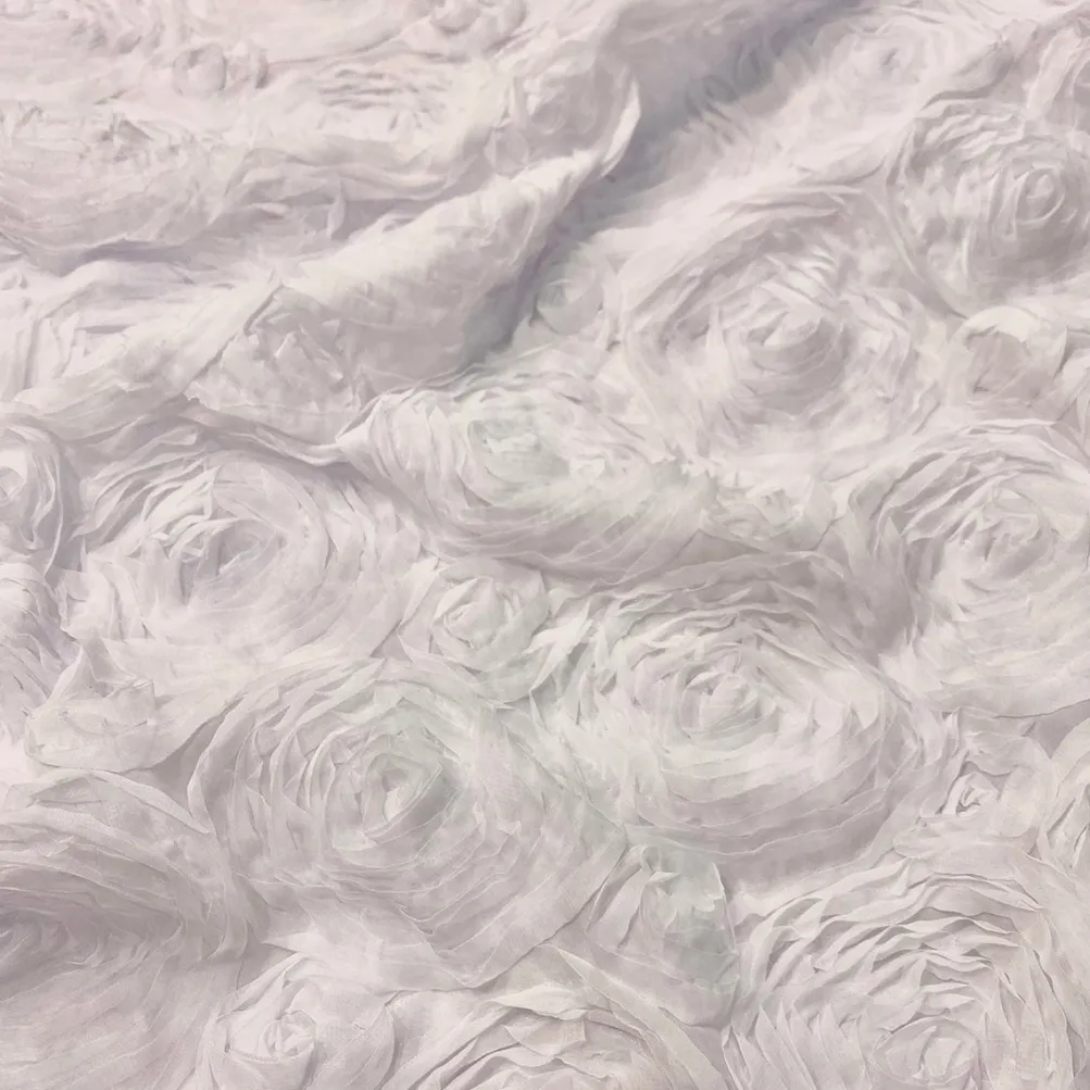Chiffon Rose (3D) Table Linen in White