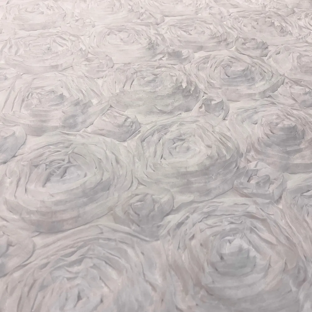 Chiffon Rose (3D) Table Linen in White
