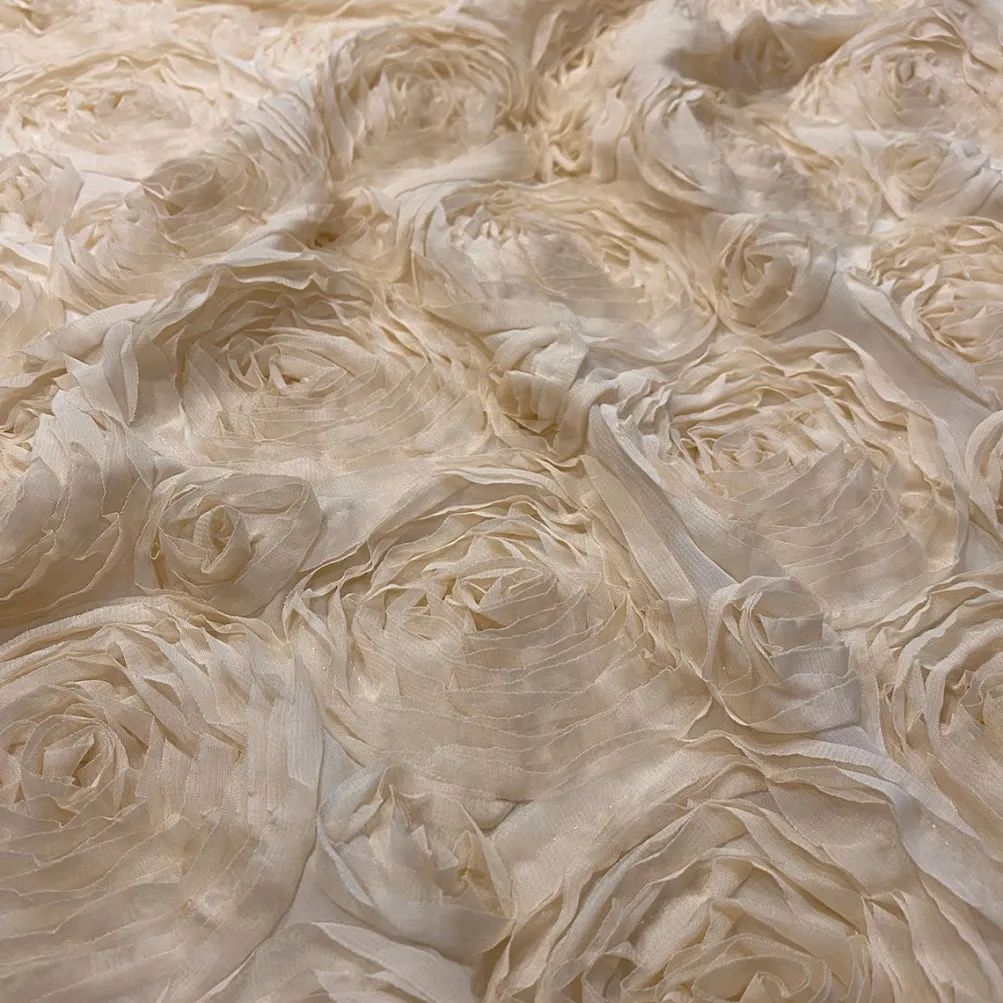 Chiffon Rose (3D) Table Runner in Khaki
