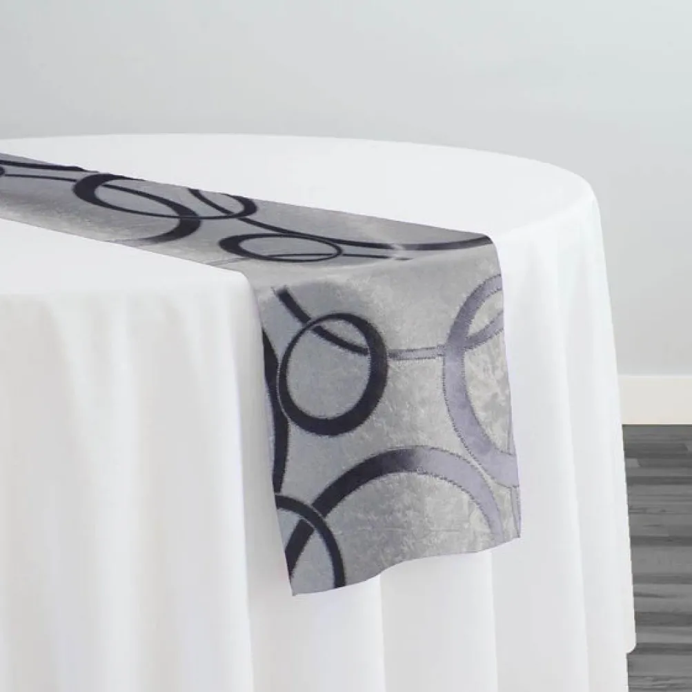 Cirque Jacquard (Reversible) Table Runner in Purple Grey