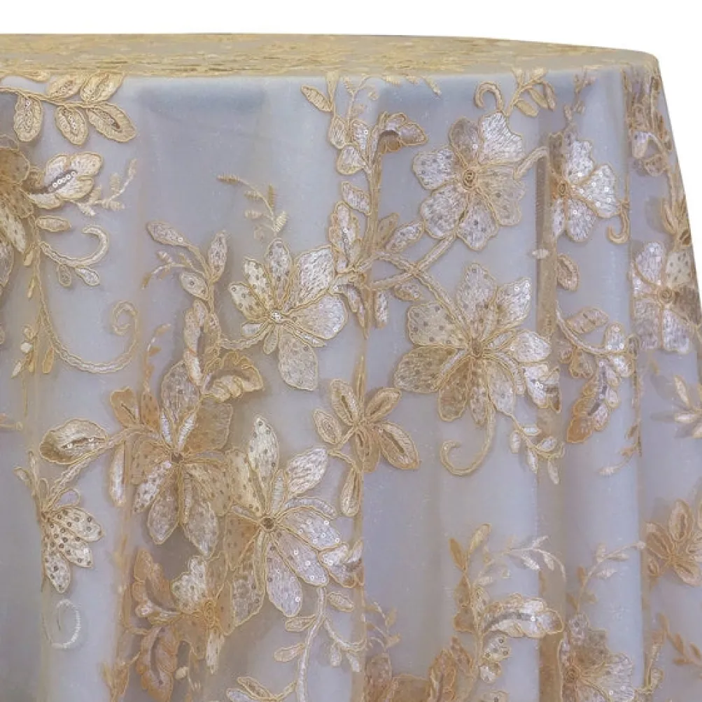 Claire Lace Table Linen in Champagne