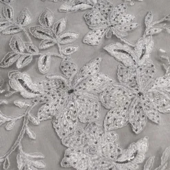 Claire Lace Table Linen in Silver and White