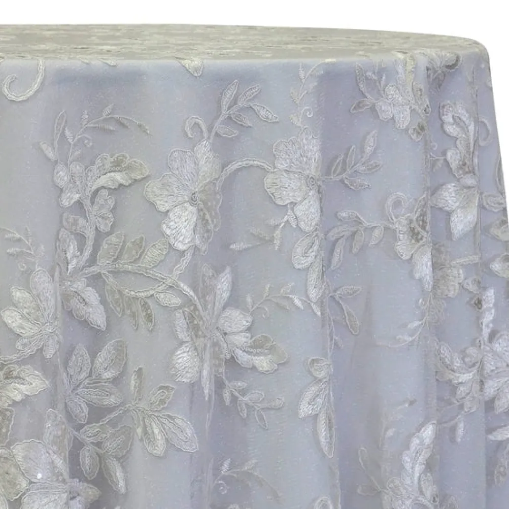 Claire Lace Table Linen in White and White