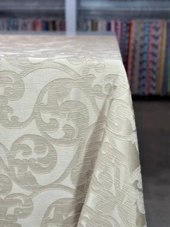 Classic Jacquard Table Linen in Champagne