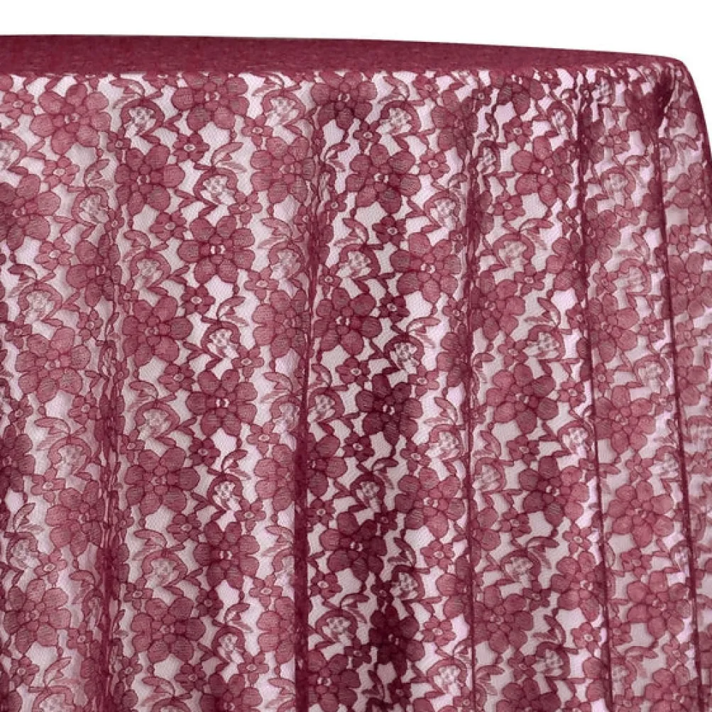 Classic Lace Table Linen in Burgundy 1539