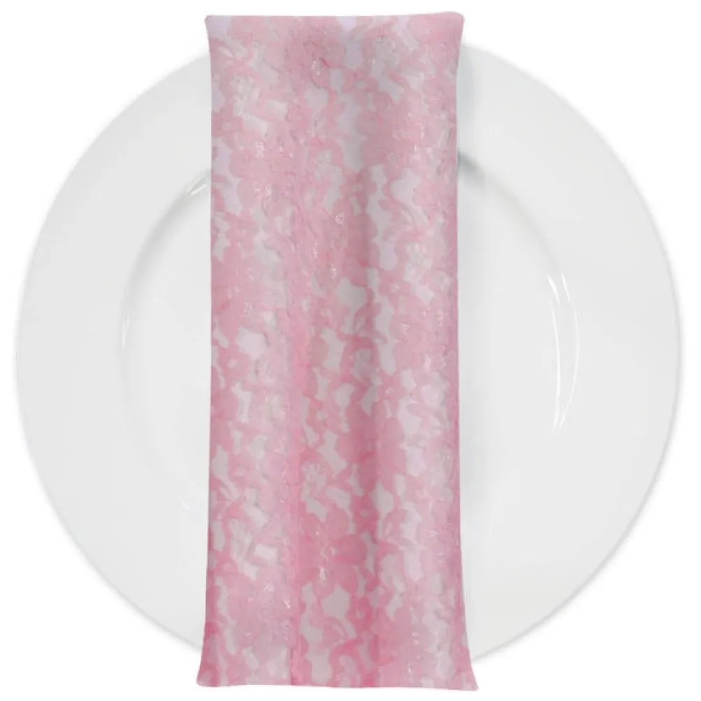 Classic Lace (w/ Poly Lining) Table Napkin in Pink 1156