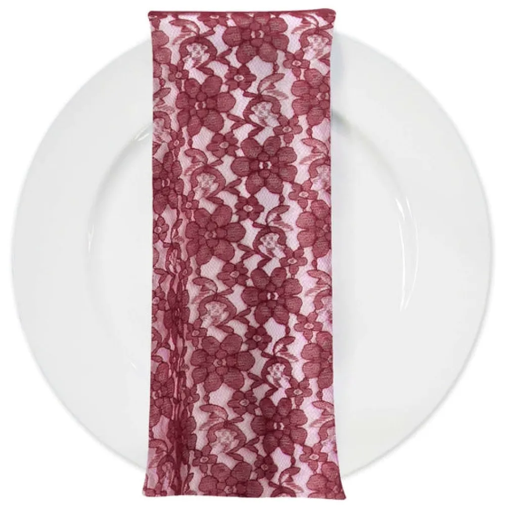 Classic Lace (w/ Poly Lining) Table Napkin in Burgundy 1539