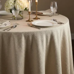 Cloud Chenille Table Linen in Sand