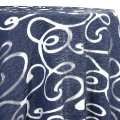Contempo Scroll Sheer Table Linen in Navy