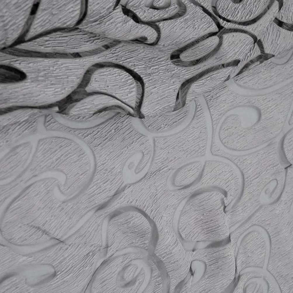 Contempo Scroll Sheer Table Linen in Silver