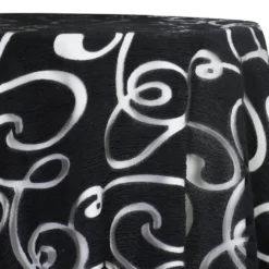 Contempo Scroll Sheer Table Linen in Black