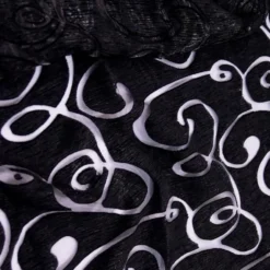 Contempo Scroll Sheer Table Linen in Black