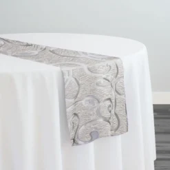 Contempo Scroll Sheer Table Runner in Silver