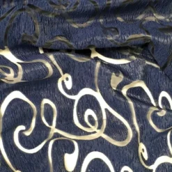 Contempo Scroll Sheer Table Runner in Navy