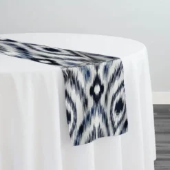 Cosmo Print (Dupioni) Table Runner in Navy