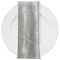 Crush Satin (Bichon) Table Napkin in White
