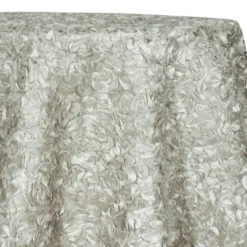 Curly Satin Table Linen In Ivory
