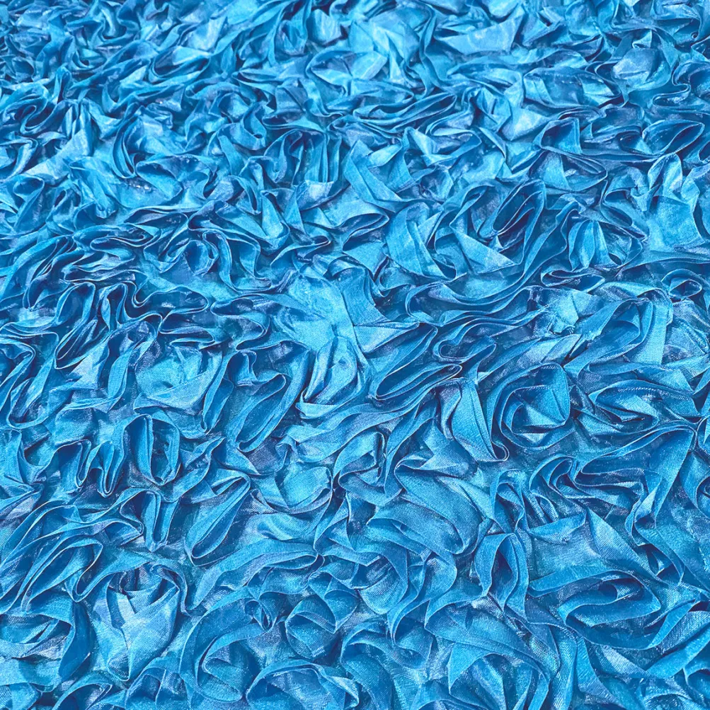 Curly Satin Table Linen In Turquoise
