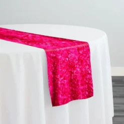 Curly Satin Table Runner in Fuchsia