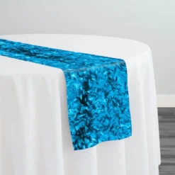 Curly Satin Table Runner in Turquoise
