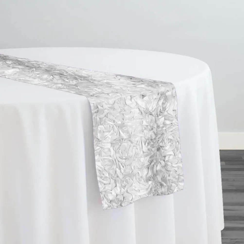 Curly Satin Table Runner in White